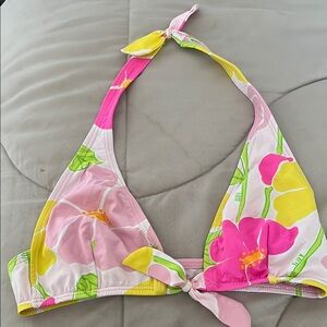 Lilly Pulitzer Pink and Yellow Floral Bikini Top